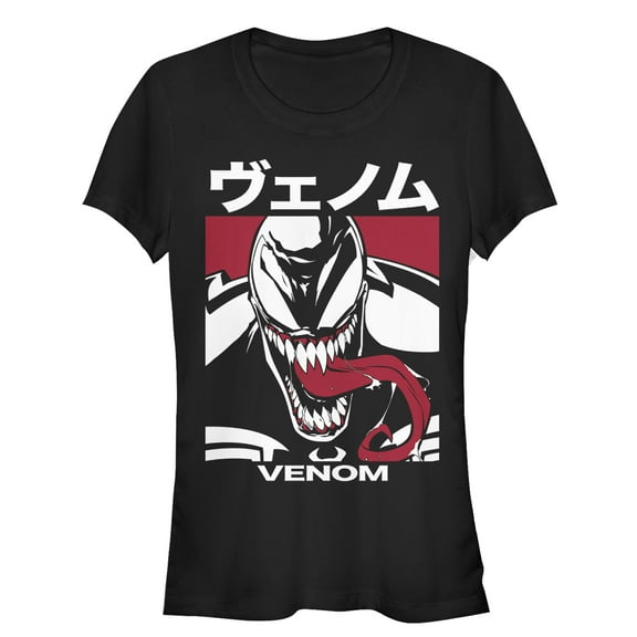 Junior's Marvel Venom Japanese Kanji Character Graphic Tee Black 2X Large