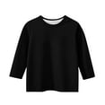 thumbnail image 3 of JTSRKL Cute Kids Girls 3/4 Sleeve Tops Dressy Casual Spring Fashion Crewneck Basic Tunic Tees Loose Comfy Pullover T-Shirts Trendy Teens Soft Cotton Blouse Black 140, 3 of 6