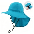 thumbnail image 2 of Nestiefly UPF 50+ Sun Hat with Neck Flap Wide Brim Bucket Hats Breathable Fishing Hiking Gardening Safari Hat for Men Women Blue One Size, 2 of 7