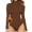 Coffee, variant on Women's Turtle Neck Knit Long Sleeve Slim Fit Bodysuit Top Navy M