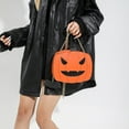thumbnail image 6 of Pumpkin-Shaped Leather Crossbody Bag Chain Shoulder Bag Halloween Commuting Purse 8.6x7x2.9 inch(Orange), 6 of 6
