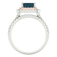 thumbnail image 4 of 3.05ct Brilliant Emerald Cut Natural London Blue Topaz 14k White/Rose Gold Halo Solitaire with Accents Engagement Bridal Wedding Ring Band Set size 11, 4 of 7