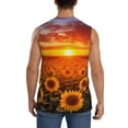 thumbnail image 4 of Honeii Sunset Golden Sunflower Field Print Men's Sleeveless Muscle Shirts, Breathable & Quick-Dry Gym Shirt, Athletic Tank Top for Running, Fitness, and Outdoor Activities-Medium, 4 of 7