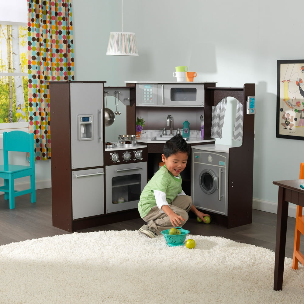 KidKraft Ultimate Corner Play Kitchen with Lights & Sounds Espresso