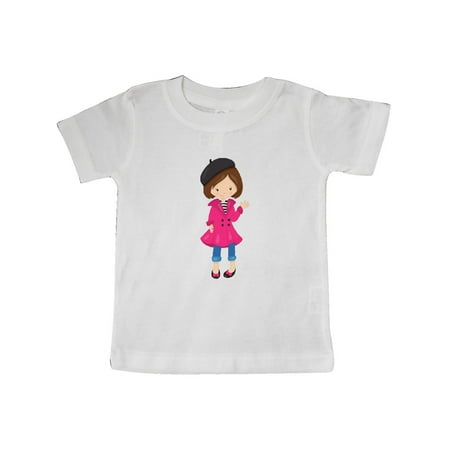

Inktastic Fashion Girl French Girl Brown Hair Beret Gift Baby Girl T-Shirt