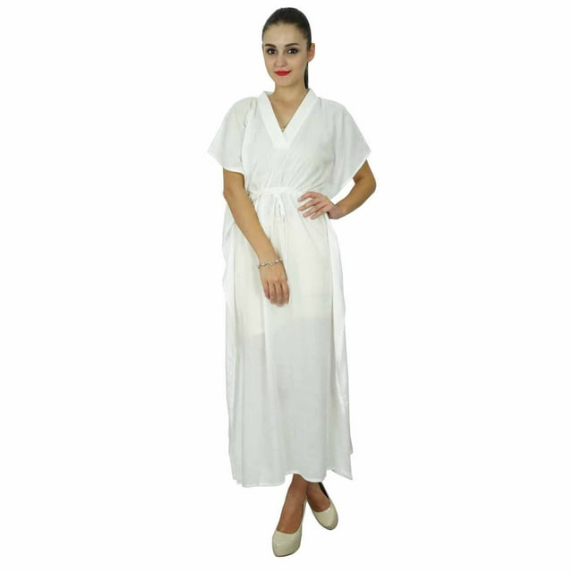 Bimba Long Kaftan Femme en Coton Doux pour la Plage, Maxi