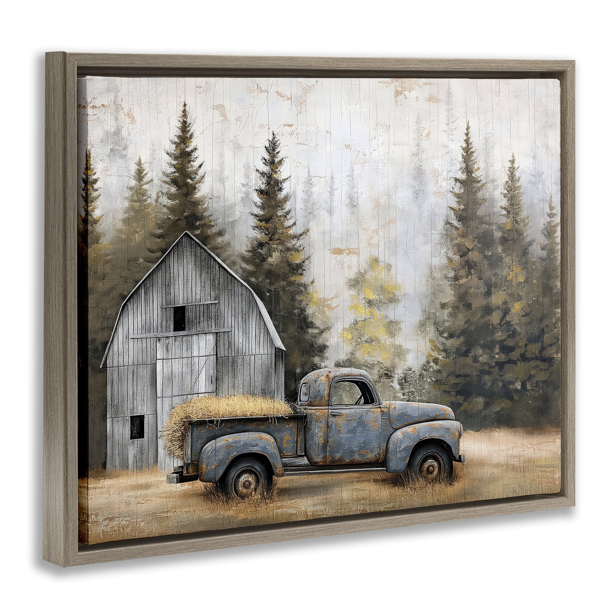 Stupell Industries Autumn Barn & Pine Forest Brown Framed Floater Canvas Wall Art, design by Imagine It Images
