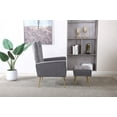thumbnail image 3 of Modern Velvet ArmChair with Ottoman, Button Tufted Accent Chair with Gold Metal Legs, Single Recliner Chair with Ottoman for Living Room, Bedroom, Office, Easy Assembly, Grey, 3 of 9