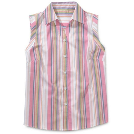 sleeveless white button up