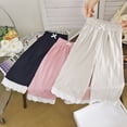 thumbnail image 4 of Mnyotv Girls Lace Hem Wide Leg Pants Ruffle Elastic Waisted Trousers Summer Clothes Casual Breathable Pants Size 3-4Y, 4 of 5