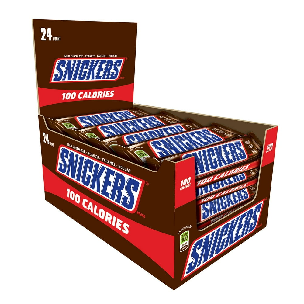 SNICKERS 100 Calories Chocolate Candy Bars, 0.76 oz 24 Pack Walmart