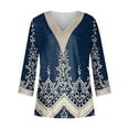 thumbnail image 4 of Ichuanyi liquidación de la moda de la moda para mujeres en v algluce de vía en V de manga 3/4 estampado casual de camiseta casual de camiseta ICHUANYI WER2023081601534, 4 of 5