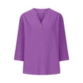 thumbnail image 3 of Blouses for women dressy casual Linen Soft Clothing XXXL Purple womens blouses, 3 of 4