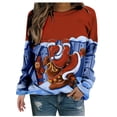 thumbnail image 1 of Womens Sweaters Quarter Zip Womens Sweatshirt Fall Pullover Sweater Romper Sweater for Women Ladies Fall Tops Ladies Round Neck Gradient Printing Long Sleeve Print Stitching Round Neck Red L, 1 of 6