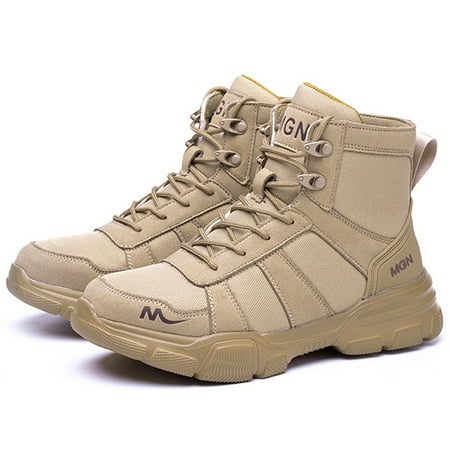 

DianSen Mens Work Boots Steel Toe Safety Shoes Hammerproof Anti-Puncture Canvas Combat Boots