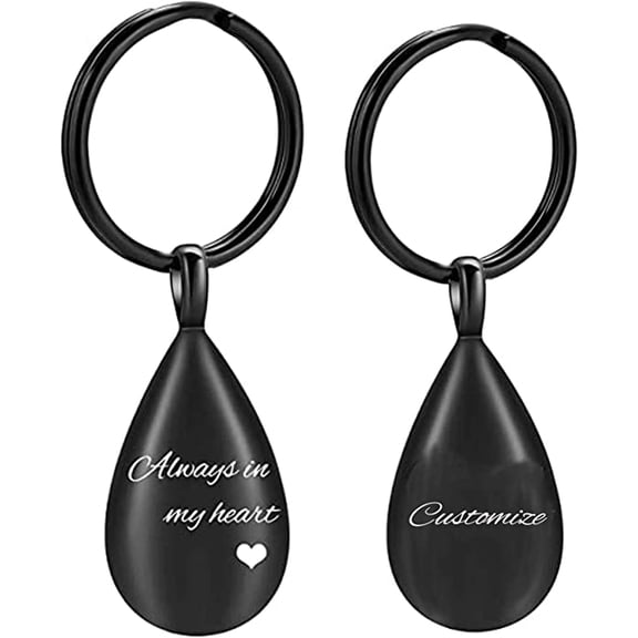 Carved Teardrop Keepsake Ashes Cremation Keychain - Always In My Heart Urn Locket Cremation Keychain