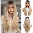 thumbnail image 1 of Yanonmyfd Black Wigs for Women Long Wig with Bangs Natural Straight Wigs Synthetic Hair Heat Resistant Wigs for Daily Party Cosplay Wear, 1 of 38
