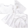 thumbnail image 6 of OBEEII Satin Dress for Infant Toddler Girl Princess Pageant Formal Dress Foral Lace 3/4 Sleeves Big Bow-Knot Dress for Wedding Evening Birthday Party, White Size 6M-6T, 6 of 7