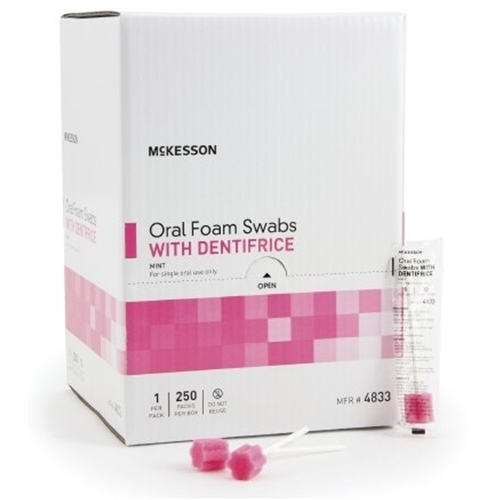 McKesson Oral Foam Swabs with Dentifrice Case of 1000