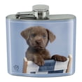 thumbnail image 1 of Chocolate Lab Labrador Deckchair Lounge Chair Stainless Steel 5oz Hip Drink Kidney Flask, 1 of 4