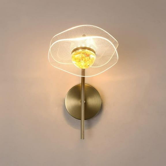 Modern Flower Wall Sconce Lighting Fixture Gold Metal Wall Mounted Lamp, 6W LED Home Decor Wall Light Bedroom Bedside Wall Lamps, 3 Color Mode Living Room Wall Sconces