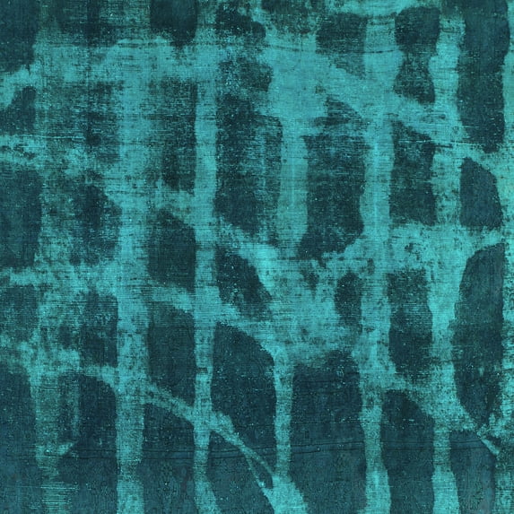 Ahgly Company Indoor Square Abstract Turquoise Blue Modern Area Rugs, 5' Square
