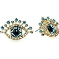 Betsey Johnson Eye Stud Earrings with Blue Crystals and Stones in Goldtone Metal - Women's Jewelry