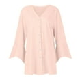 thumbnail image 6 of ZKIRBJV Lightweight Duster Top 3/4 Sleeve Light Weight Cardigan Women Open Front Shrug Cardigan Light Solid Color Dressy Casual Boho Cotton Cardigans Pink 3XL, 6 of 6