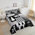 thumbnail image 4 of Bear Comforter Set Queen Size,Deer Hunting Woodland Rustic Cabin Bedding Set Adult,Camping Adventure Geometric Plaid Patchwork Down Comforter,Xmas Pine Tree Quilt Gray Black, 4 of 6