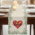 thumbnail image 3 of Table Runners 90 Inches Long Dress Scarves, Valentine's Day Farmhouse Coffee/Dining/Kitchen Table Runner for Living Room, Love Heart Romantic Eucalyptus Leaves 13x90 Inch, 3 of 9