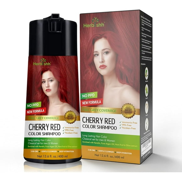 Herbishh Chestnut Brown PPD-Free Hair Color Shampoo for Gray Hair, Hair Dye Shampoo 3 in 1, 100% Gray Coverage, Permanent Hair Color for Men & Women, Ammonia-free, 400 ml