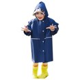thumbnail image 2 of YMNXA Children Girls Boys Raincoat With Hood Solid Color Long Sleeve Waterproof Windproof Buttons Pocket Lightweight Breathable Rain Wear,Navy,4-6 Years, 2 of 6