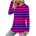 thumbnail image 7 of ChaoHeng Womens Tops Long Sleeve Fall,Women Loose Round Neck Long Sleeved Gradient Color T-shirt Top,Hot Pink,M, 7 of 7