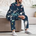thumbnail image 7 of Fuzoiu Friendly Smiling Sharks Print Men's Long-Sleeved Pajama,Lounge Button Down Nightwear,Mens Notch Collar Pajama Set -Small, 7 of 7