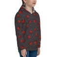 thumbnail image 5 of Xecao Red Ladybugs On Dark Background Pattern Zip Up Hoodies for Boys Girls, Sweatshirt with Pockets-Small, 5 of 6