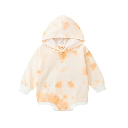 

Sunisery Baby Boys Girls Romper Long Sleeve Tie-dye Print Bodysuit Jumpsuits Casual Hooded Sweatshirt
