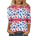 thumbnail image 2 of JOANKDMI Women's American Flag Shirts 3/4 Sleeve 4th of July Independence Day Crew Neck Tops Patriotic Holiday Festival Fashion T Shirts, 2 of 7