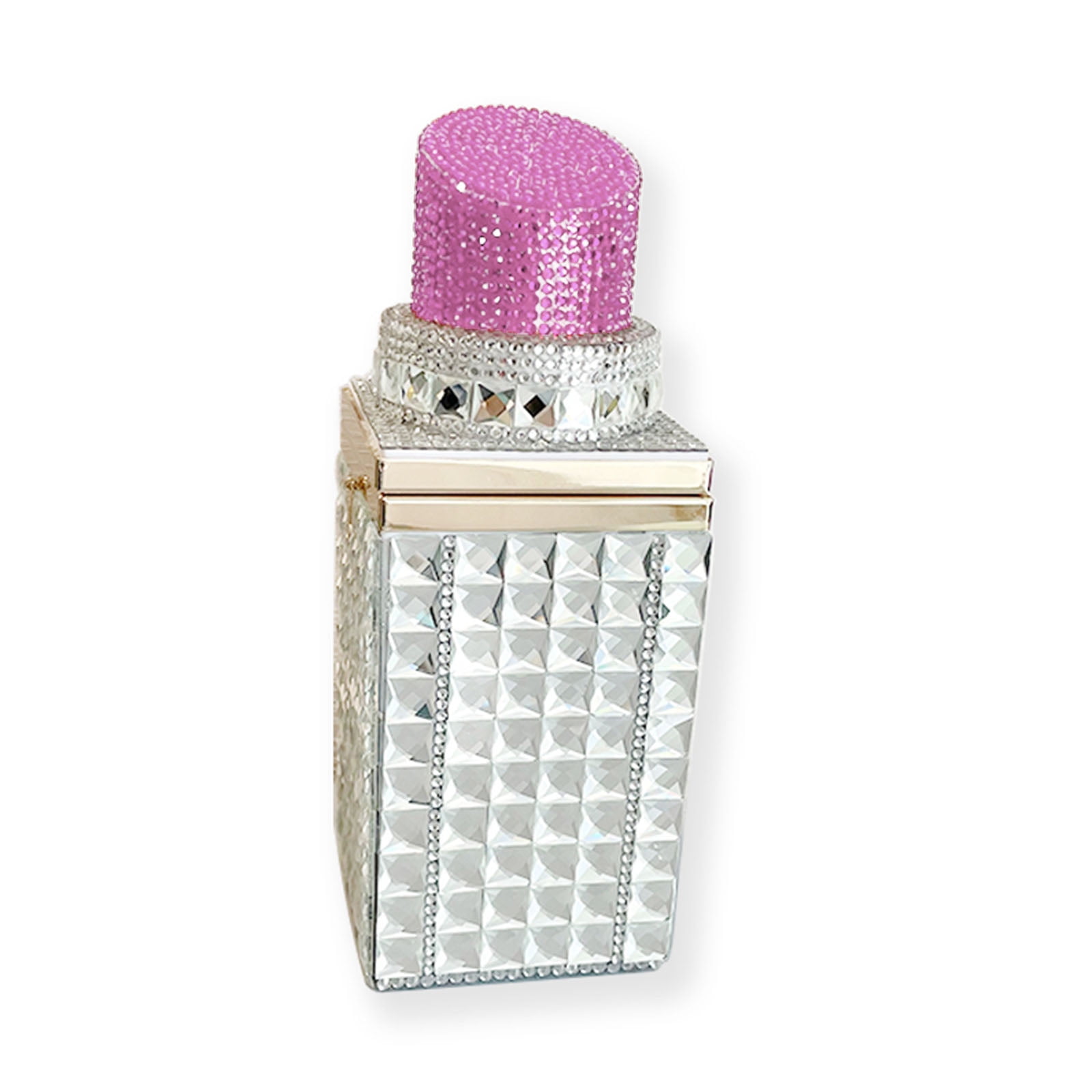 Beautiful Lipsticks Shape Evening Bag Banquet Handbag Rhinestone