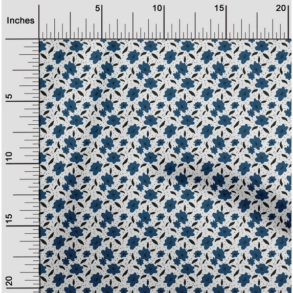 oneOone Georgette Viscose Royal Blue Fabric Florals Sewing Material Print Fabric By The Yard 42 Inch Wide