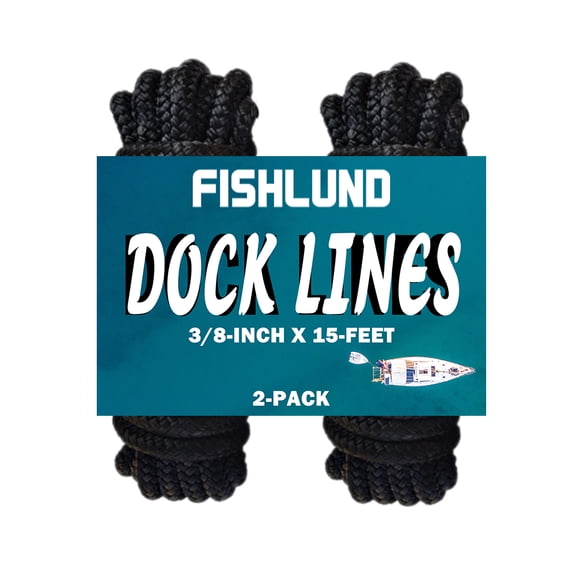 FISHLUND Dock Lines, Double Braided Nylon Boat Ropes, 3/8-Inch x 15-Feet