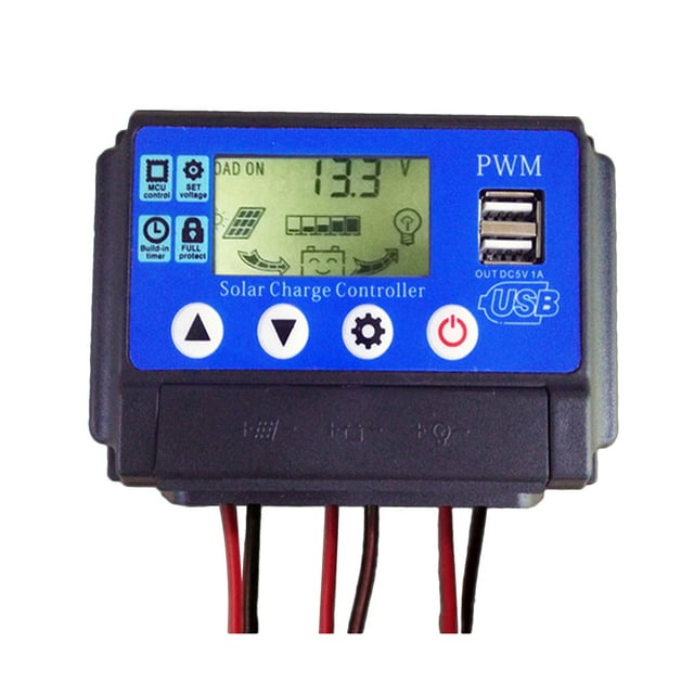 EeaseCA Contrôleur Solaire à Double Prise d'Alimentation USB 12V/24V 20A pour Jardin, Terrain, Extérieur, Éclairage de Rue