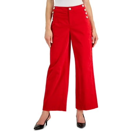 Charter Club Womens Velveteen Sailor Pants Ravishing Red 12