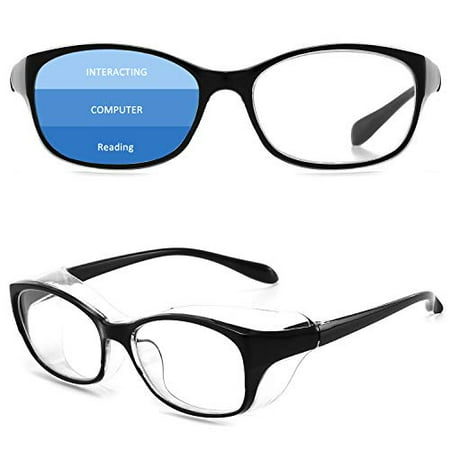 Safety Glasses With Readers 2.5 for Women Mens Blue Light Blocking Eye Protection Progressive Glasses Black