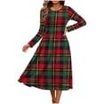 thumbnail image 7 of Hanen Women Floral Long Sleeve Crewneck Midi Dress, Loose A-Line Swing Flare Tshirt Dress with Pockets, Lightweight Casual Summer Fall Vacation Church Semi-Formal Outfit, 7 of 7