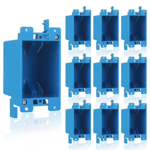 10 Pack Single Gang Electrical Outlet Box, Old Work Box, 14 Cubic Inch Switch Box Plastic Outlet Box 1-Gang Electrical O
