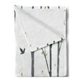 thumbnail image 2 of Deer Soft Flannel Fleece Throw Blanket, Doodle Style Illustrated Animals Among Birch Tree Silhouettes, Cozy Plush for Indoor and Outdoor Use, 70" x 90", Apple Green Dimgray, by Ambesonne, 2 of 5