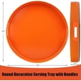 thumbnail image 3 of Orange Round Decorative Tray with Handles, 13" Versatile Serving Tray for Coffee Table, Ottoman, Ideal for Serving, Displaying, Organizing, 3 of 5