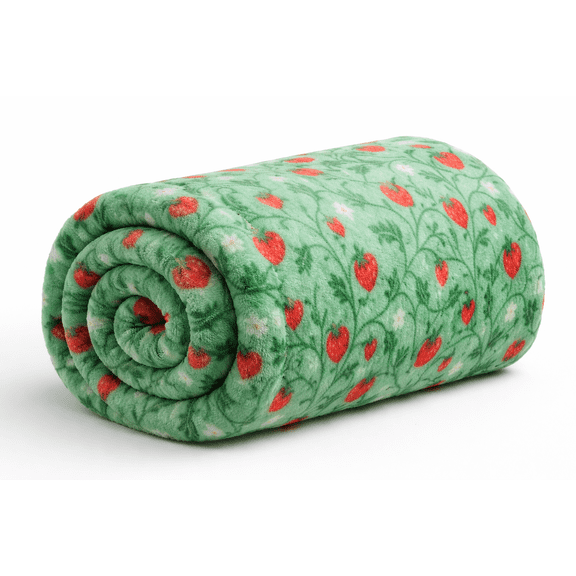 The Big One Oversized Supersoft Plush Throw Blanket Spring Strawberry Vines Print 60" x 72"