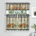 thumbnail image 6 of Fall Pumpkin Kitchen Curtains Valances and Tiers Set for Windows, Autumn Gnome Buffalo Plaid Bathroom Window Curtain Valance 3 Piece Sets,Thanksgiving Kitchen Decor for Living Room,54"x 36", 6 of 6