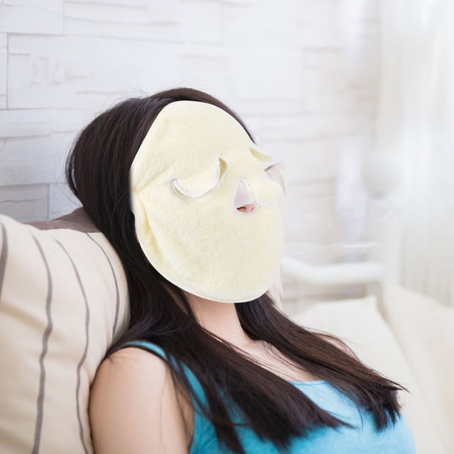 RENACLIPY 1Pc Polyester Facial Beauty Towel with Detachable Rope for Hot Cold Compress in Beige